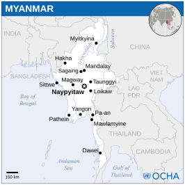 Kaart van Myanmar
