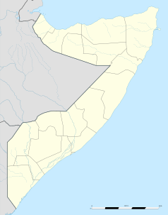 Mapa konturowa Somalii, po lewej znajduje się punkt z opisem „Luuq”