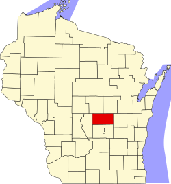 Karte von Waushara County innerhalb von Wisconsin