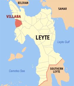 Map of Leyte with Villaba highlighted