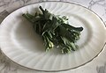 Gai lan trimmed and prepared for cooking.