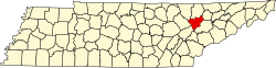 Karte von Anderson County innerhalb von Tennessee