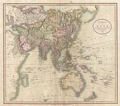 A New Map of Asia, from the Latest Authorities, by John Cary, Engraver, 1806, menunjukkan Southern Ocean yang terletak di selatan Samudera Hindia dan Australia.