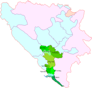 Герцеговино-Неретвенский кантон на карте
