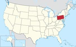 Mapa ti Estados Unidos a mangipakita ti Pennsylvania