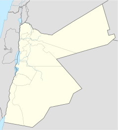Mapa konturowa Jordanii, w lewym dolnym rogu znajduje się punkt z opisem „Akaba”
