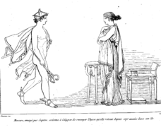 Hermes naroči Kalipso, naj izpusti Odiseja, John Flaxman (1810)