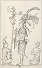 Tegning av et stukkaturrelieff ved Palenque, ca. 670