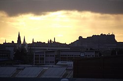 Skyline of Edinburgh during sunrise taken in 2010.