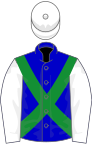 Blue, green cross-belts, white sleeves and cap