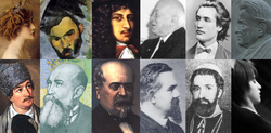 Marthe Bibesco • Constantin Brâncuși • Dimitrie Cantemir • Henri Coandă • Mihai Eminescu • George Enescu • Avram Iancu • Nicolae Iorga • Mihail Kogălniceanu • Titu Maiorescu • Inocențiu Micu-Klein • Nadia Comaneciová