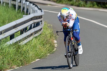 Mathieu Burgaudeau during time trial training of Itzulia Basque Country race - stage 1