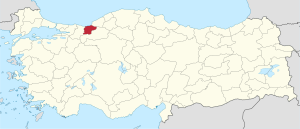 Location of Düzce Province in Turkey