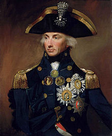 Portrait couleur de Nelson en uniforme et mettant en avant ses médailles.