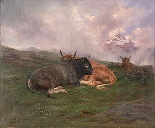 Bovins au repos sur une colline dans les Alpes Rosa Bonheur 1885 Art Institute of Chicago