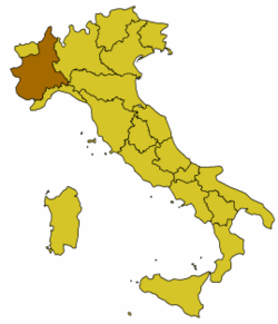Piemont régió elhelyezkedése