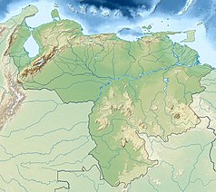 Mapa konturowa Wenezueli, po prawej znajduje się punkt z opisem „Salto Angel”