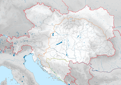 Mapa konturowa Austrii, na dole znajduje się punkt z opisem „miejsce zdarzenia”