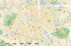 Mapa konturowa Paryża, u góry po lewej znajduje się punkt z opisem „La Défense”
