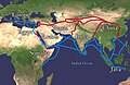 Image 90The economically important Silk Road was blocked from Europe by the Ottoman Empire in c. 1453 with the fall of the Byzantine Empire. This spurred exploration, and a new sea route around Africa was found, triggering the Age of Discovery. (from Indian Ocean)