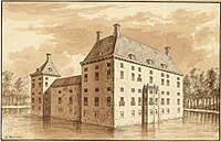 Achterzijde van de borg bij de herbouw in 1670 (Rademaker, begin 17e eeuw)