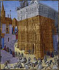『エルサレム神殿建設』（1470年頃） 『ユダヤ古代誌』フランス語翻訳版のミニアチュール。
