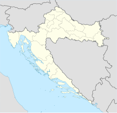 Mapa konturowa Chorwacji, u góry znajduje się punkt z opisem „Sisak”