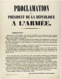 L'affiche de la proclamation « Appel à l'Armée » placardée sur les murs de la capitale le 2 décembre 1851.