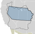 Utah-Territorium 1851 (blau) und der vorgeschlagene Staat Deseret