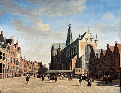 Gerrit Adriaensz Berckheyde, De Grote Markt te Haarlem met de Grote of St. Bavokerk, 1696, Frans Hals Museum, Haarlem.