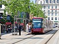 Tramvia sobre pneumàtics de tecnologia Translohr, a Clarmont, França.