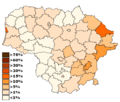 Rusų mažuma pagal procentus savivaldybėse