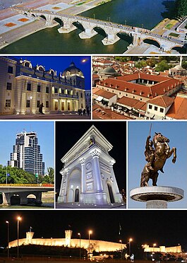 Collage van bezienswaardigheden in Skopje