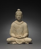 Статуя сидящего Будды. Ок. 300 г. н. э.; габариты: 36,9 см. Хадда, Афганистан. Художественный музей Кливленда, Кливленд. Огайо, США