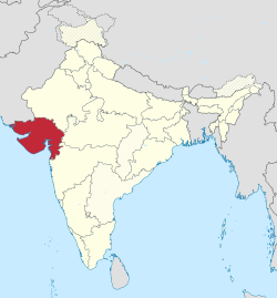 Kinaroroonan ng Gujarat (kulay pula) sa India