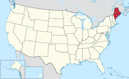 Maine markerat på USA-kartan.