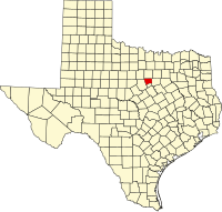 Map of Teksas highlighting Hood County