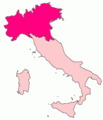 Karta Padanije na mapi Italije.