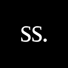 The letters SS in all-caps in a white serif font on a black background.