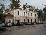 The station forecourt and old station building