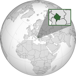 Ortografisk karta över Kosovo