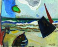 Boats in Jaffa Harbor, 2000, oil on canvas, 81*101.6