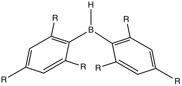 Estructura d'un rar hidrur de bor monomèric, R = i-Pr.[8]