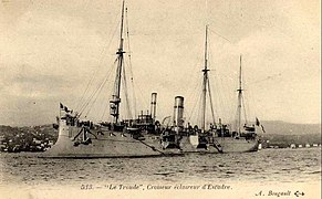 Le croiseur Troude, construit par les Chantiers de la Gironde et lancé en 1888.