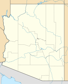 Mapa konturowa Arizony, blisko centrum na dole znajduje się punkt z opisem „Scottsdale”