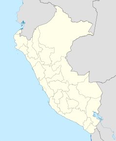 Mapa konturowa Peru, po lewej nieco u góry znajduje się punkt z opisem „Cajamarca”