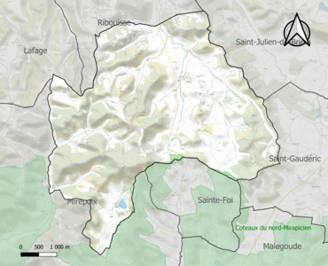 Carte de la ZNIEFF de type 1 sur la commune.