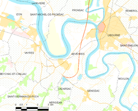 Mapa obce Arveyres