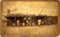 Indian Agency policemen in front of guard house in San Carlos, Arizona. They were appointed by the Reservation's Indian Agent.