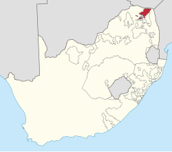 Location of Venda (red) within South Africa (yellow).